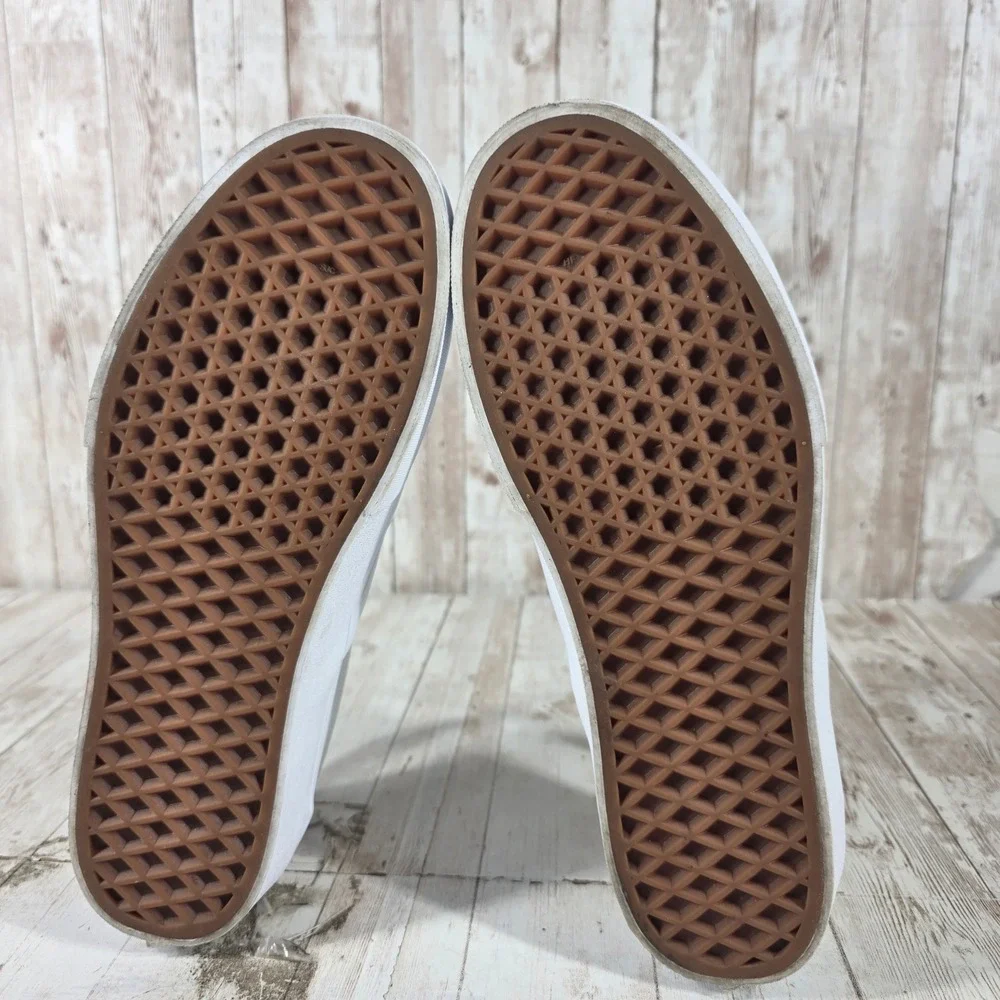 Vans Classic Slip-On Platform Sneakers True White Canvas Shoes Womens 8.5